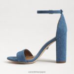 jp Sam Edelman 女性 野郎ブロックヒールサンダル ウォッシュドインディゴ 4NFV0P320 履物 - Image 4