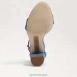 jp Sam Edelman 女性 野郎ブロックヒールサンダル ウォッシュドインディゴ 4NFV0P320 履物 - Image 6