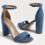 jp Sam Edelman 女性 野郎ブロックヒールサンダル ウォッシュドインディゴ 4NFV0P320 履物 - Image 7
