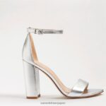 jp Sam Edelman 女性 野郎ブロックヒールサンダル シルバーレザー 4NFV0P327 履物 - Image 2