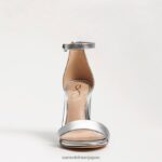jp Sam Edelman 女性 野郎ブロックヒールサンダル シルバーレザー 4NFV0P327 履物 - Image 3