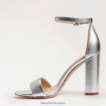 jp Sam Edelman 女性 野郎ブロックヒールサンダル シルバーレザー 4NFV0P327 履物 - Image 4