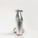jp Sam Edelman 女性 野郎ブロックヒールサンダル シルバーレザー 4NFV0P327 履物 - Image 5