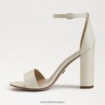 jp Sam Edelman 女性 野郎ブロックヒールサンダル パールアイボリーシルク 4NFV0P321 履物 - Image 4