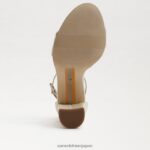 jp Sam Edelman 女性 野郎ブロックヒールサンダル パールアイボリーシルク 4NFV0P321 履物 - Image 6