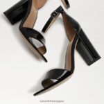 jp Sam Edelman 女性 野郎ブロックヒールサンダル ブラックパテント 4NFV0P336 履物 - Image 7