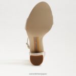 jp Sam Edelman 女性 野郎ブロックヒールサンダル モダンなアイボリーレザー 4NFV0P329 履物 - Image 6