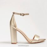 jp Sam Edelman 女性 野郎ブロックヒールサンダル ライトゴールドの革 4NFV0P324 履物 - Image 2