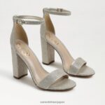 jp Sam Edelman 女性 野郎ブロックヒールサンダル ライトゴールドメッシュ 4NFV0P319 履物