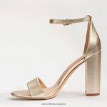 jp Sam Edelman 女性 野郎ブロックヒールサンダル ライトゴールドの革 4NFV0P324 履物 - Image 4
