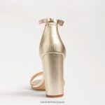 jp Sam Edelman 女性 野郎ブロックヒールサンダル ライトゴールドの革 4NFV0P324 履物 - Image 5