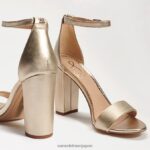 jp Sam Edelman 女性 野郎ブロックヒールサンダル ライトゴールドの革 4NFV0P324 履物 - Image 7