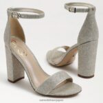 jp Sam Edelman 女性 野郎ブロックヒールサンダル ライトゴールドメッシュ 4NFV0P319 履物 - Image 7