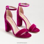 jp Sam Edelman 女性 野郎ブロックヒールサンダル ラズベリーベルベット 4NFV0P318 履物