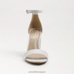 jp Sam Edelman 女性 野郎ブロックヒールサンダル 明るい白い革 4NFV0P328 履物 - Image 3
