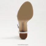 jp Sam Edelman 女性 野郎ブロックヒールサンダル 明るい白い革 4NFV0P328 履物 - Image 6
