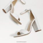 jp Sam Edelman 女性 野郎ブロックヒールサンダル 明るい白い革 4NFV0P328 履物 - Image 7