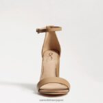 jp Sam Edelman 女性 野郎ブロックヒールサンダル 柔らかいベージュの革 4NFV0P326 履物 - Image 3