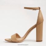 jp Sam Edelman 女性 野郎ブロックヒールサンダル 柔らかいベージュの革 4NFV0P326 履物 - Image 4