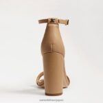 jp Sam Edelman 女性 野郎ブロックヒールサンダル 柔らかいベージュの革 4NFV0P326 履物 - Image 5
