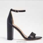 jp Sam Edelman 女性 野郎ブロックヒールサンダル 黒い革 4NFV0P325 履物 - Image 2