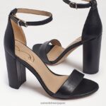jp Sam Edelman 女性 野郎ブロックヒールサンダル 黒い革 4NFV0P325 履物 - Image 7