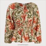 jp Sam Edelman 女性 長袖シルクトップ アザミの木立 4NFV0P1251 衣服 - Image 5