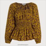 jp Sam Edelman 女性 長袖シルクトップ オリーブオイル 4NFV0P1290 衣服 - Image 5