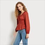 jp Sam Edelman 女性 長袖シルクトップ ジンジャーブレッド 4NFV0P1261 衣服 - Image 2