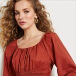 jp Sam Edelman 女性 長袖シルクトップ ジンジャーブレッド 4NFV0P1261 衣服 - Image 3