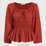 jp Sam Edelman 女性 長袖シルクトップ ジンジャーブレッド 4NFV0P1261 衣服 - Image 5