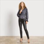 jp Sam Edelman 女性 長袖バーモントトップ ペイズリーブラック 4NFV0P1242 衣服