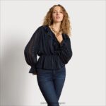 jp Sam Edelman 女性 長袖バーモントトップ 黒 4NFV0P1283 衣服 - Image 3