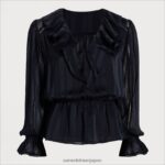 jp Sam Edelman 女性 長袖バーモントトップ 黒 4NFV0P1283 衣服 - Image 5