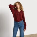 jp Sam Edelman 女性 長袖ヴァリックトップ あかね色 4NFV0P1248 衣服 - Image 3