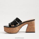 jp Sam Edelman 女性 開発プラットフォームサンダル ブラックパテント 4NFV0P548 履物 - Image 4