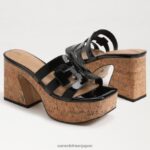 jp Sam Edelman 女性 開発プラットフォームサンダル ブラックパテント 4NFV0P548 履物 - Image 7