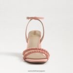 jp Sam Edelman 女性 KIA ビーズブロックヒールサンダル コーラルピーチ 4NFV0P711 履物 - Image 3