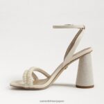 jp Sam Edelman 女性 KIA ビーズブロックヒールサンダル モダンなアイボリー 4NFV0P488 履物 - Image 4