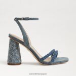 jp Sam Edelman 女性 KIA ビーズブロックヒールサンダル 洗いざらしのニューブルー 4NFV0P486 履物 - Image 2