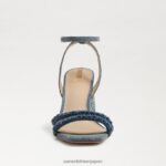 jp Sam Edelman 女性 KIA ビーズブロックヒールサンダル 洗いざらしのニューブルー 4NFV0P486 履物 - Image 3