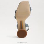 jp Sam Edelman 女性 KIA ビーズブロックヒールサンダル 洗いざらしのニューブルー 4NFV0P486 履物 - Image 6