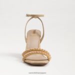 jp Sam Edelman 女性 KIA ビーズブロックヒールサンダル 漂白ブナ材 4NFV0P491 履物 - Image 3