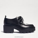 jp Sam Edelman 女性 monna レースアップ ラグソール ローファー 黒/白の革 4NFV0P719 履物 - Image 2
