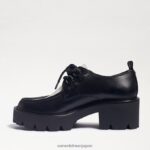 jp Sam Edelman 女性 monna レースアップ ラグソール ローファー 黒/白の革 4NFV0P719 履物 - Image 4