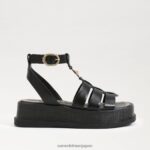 jp Sam Edelman 女性 naima プラットフォーム グラディエーター サンダル 黒い革 4NFV0P602 履物 - Image 2