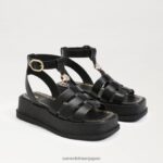 jp Sam Edelman 女性 naima プラットフォーム グラディエーター サンダル 黒い革 4NFV0P602 履物