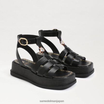 jp Sam Edelman 女性 naima プラットフォーム グラディエーター サンダル 黒い革 4NFV0P602 履物