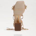 jp Sam Edelman 女性 Walda ビーズブロックヒールサンダル バフタン 4NFV0P64 履物 - Image 6