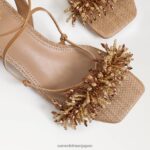 jp Sam Edelman 女性 Walda ビーズブロックヒールサンダル バフタン 4NFV0P64 履物 - Image 7